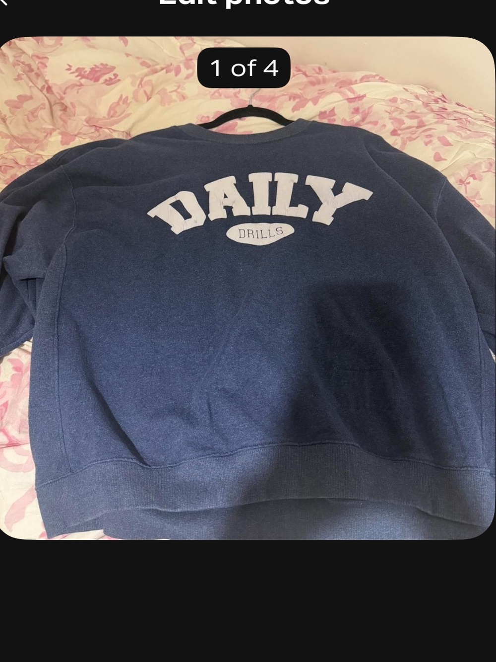 Daily Drills Navy Pullover with Green Patch Logo